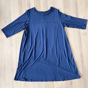 J. JILL Wearever Collection Women's 2X Plus Size 3/4 Sleeve Dress Blue